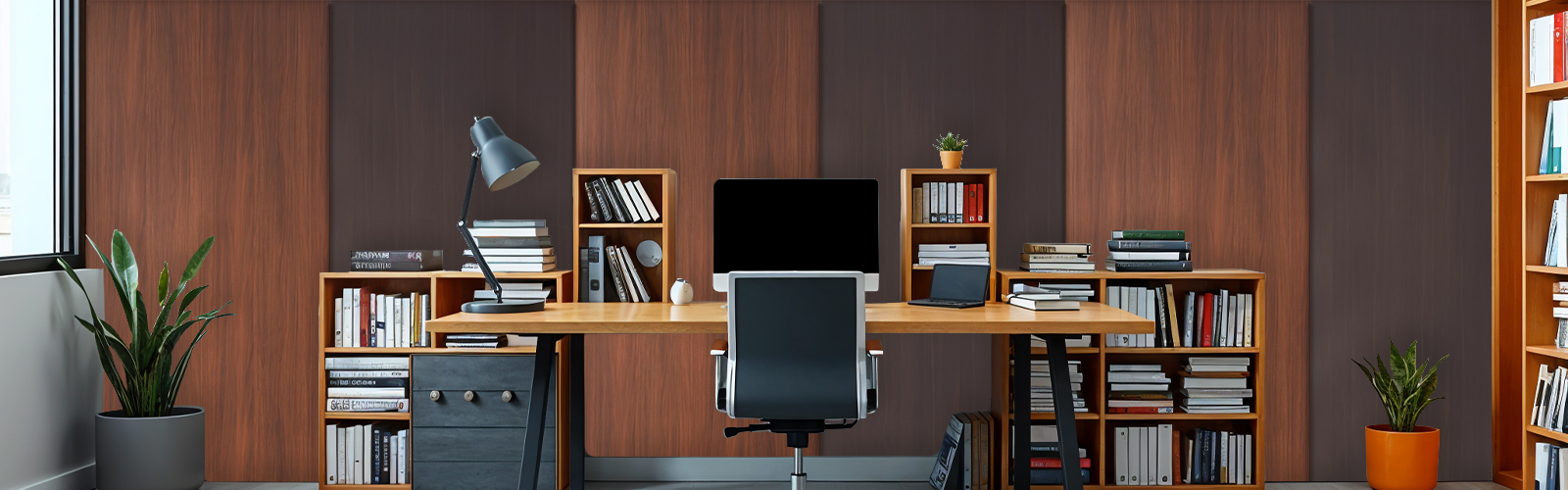 wooden laminate study room design