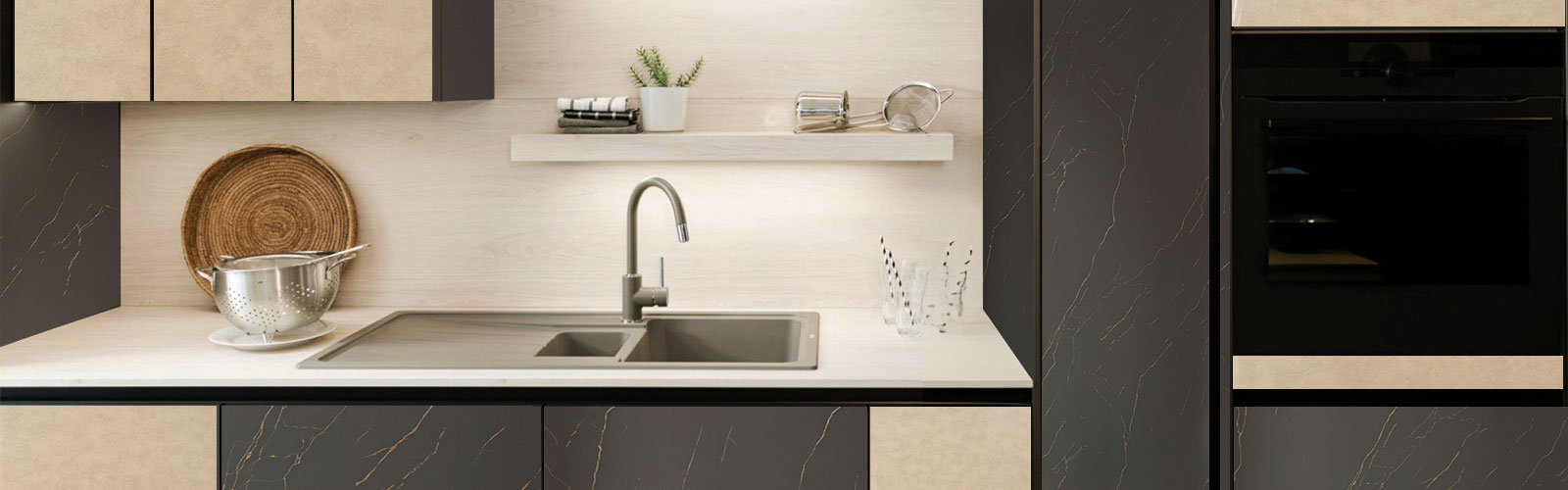 brown and black two color combination for kitchen design