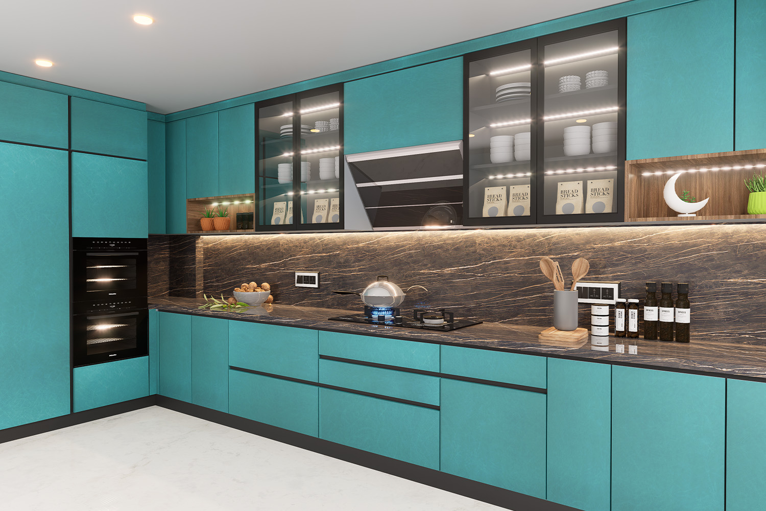 blue laminate kitchen design