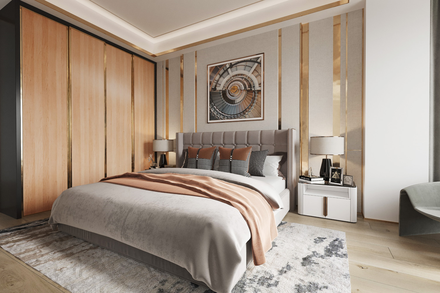 luxury wood and white laminate wardrobe design