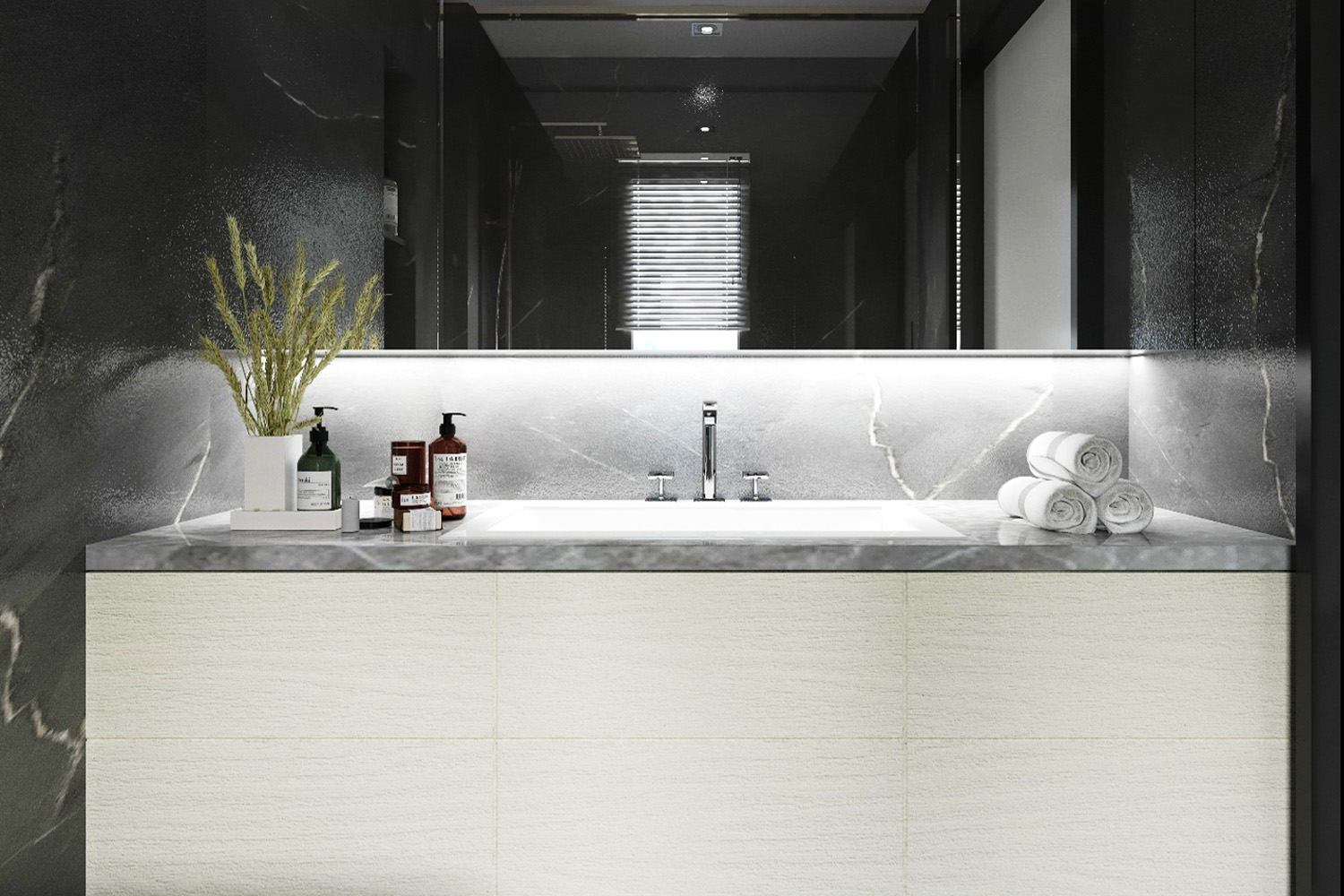 black and white laminate bathroom design