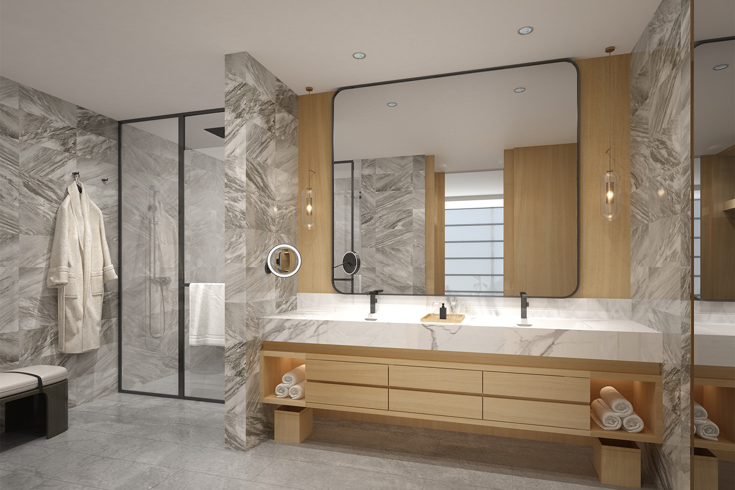 yellow and white laminate bathroom design
