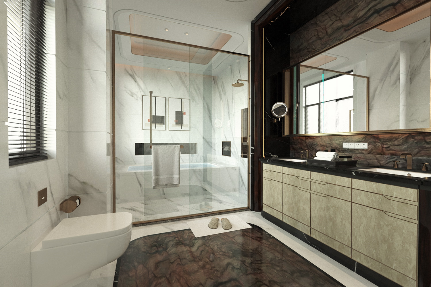 high glossy laminate bathroom design