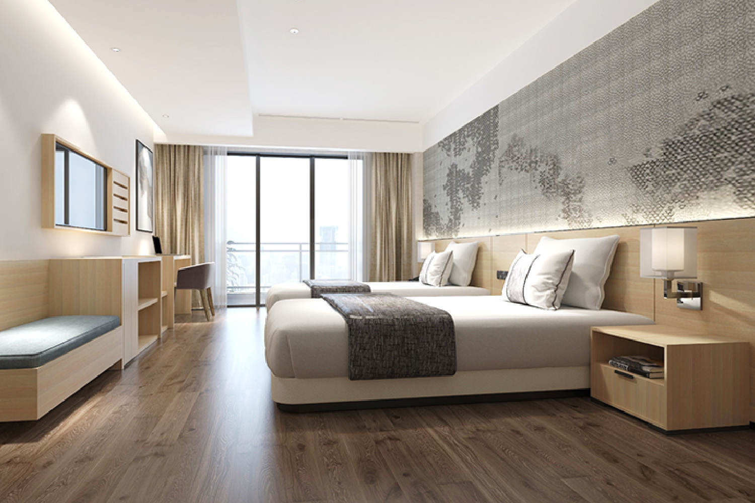 light brown laminate bedroom design