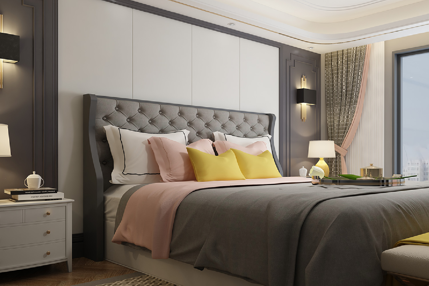 white laminate bedroom design