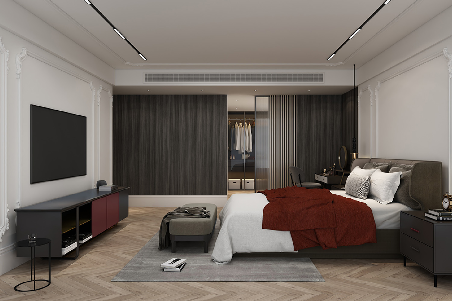 grey textured laminate bedroom design