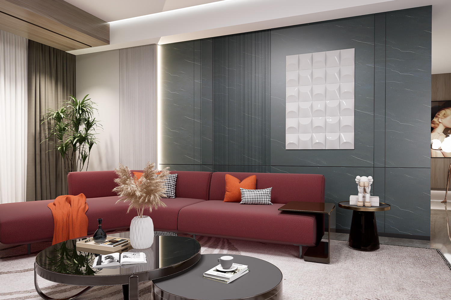 matt grey laminate living room design