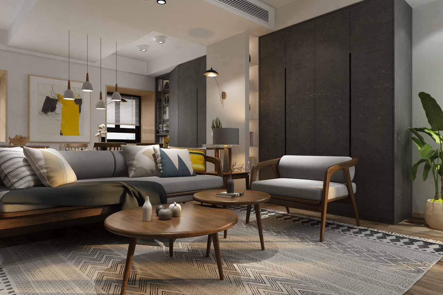 black and grey laminate living room design