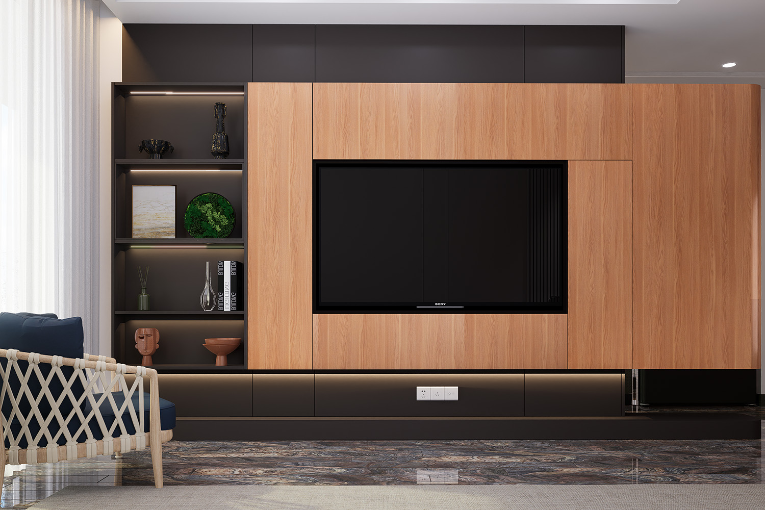 wooden laminate tv unit design