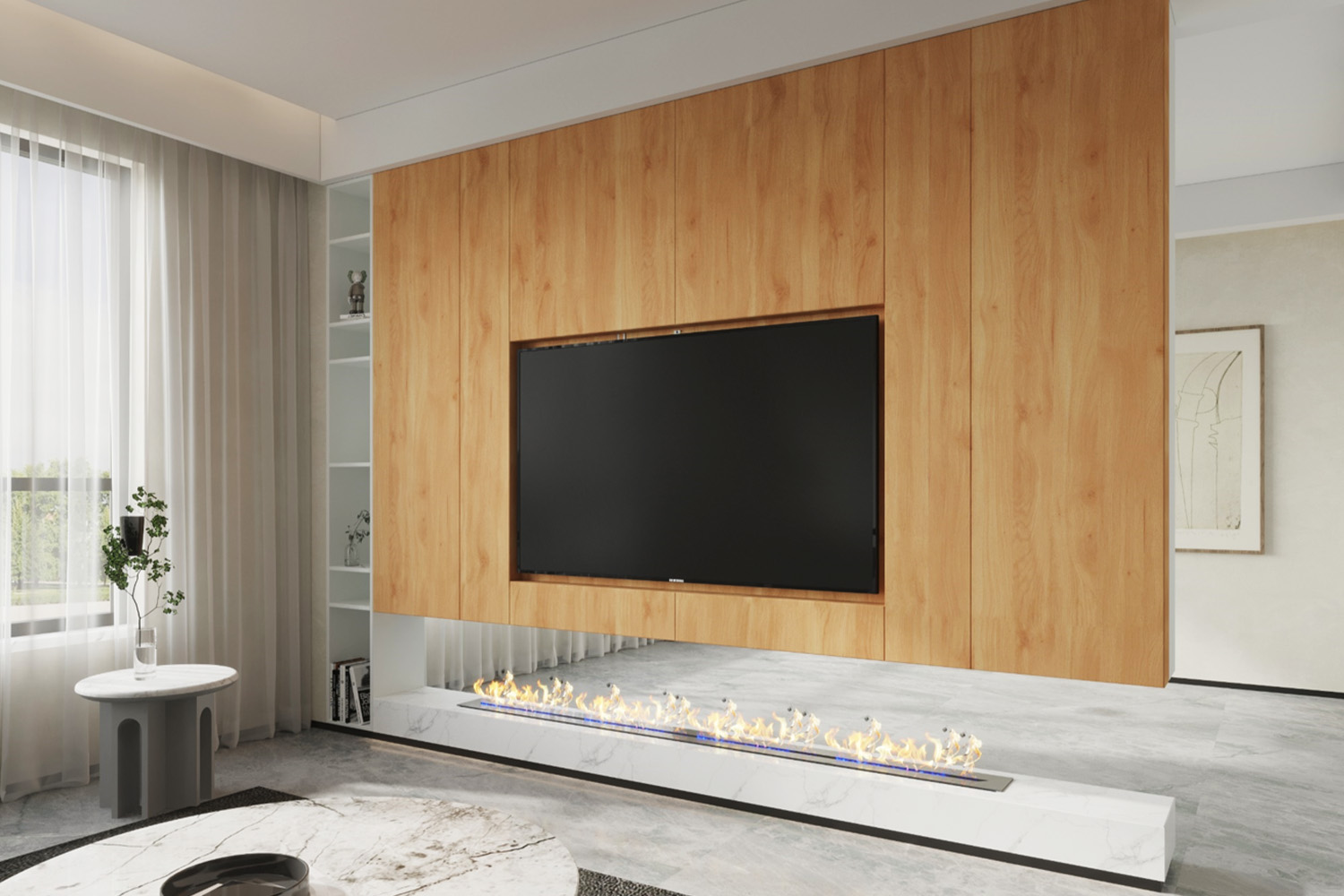 light wood laminate tv unit design