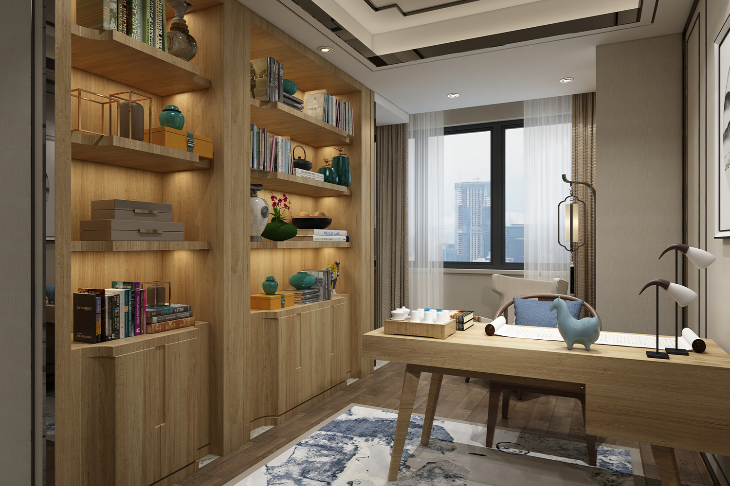 wood laminate study room design