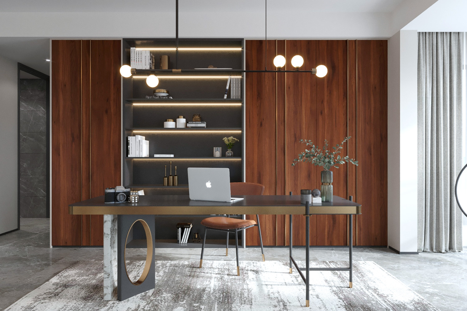 glossy laminate study room design