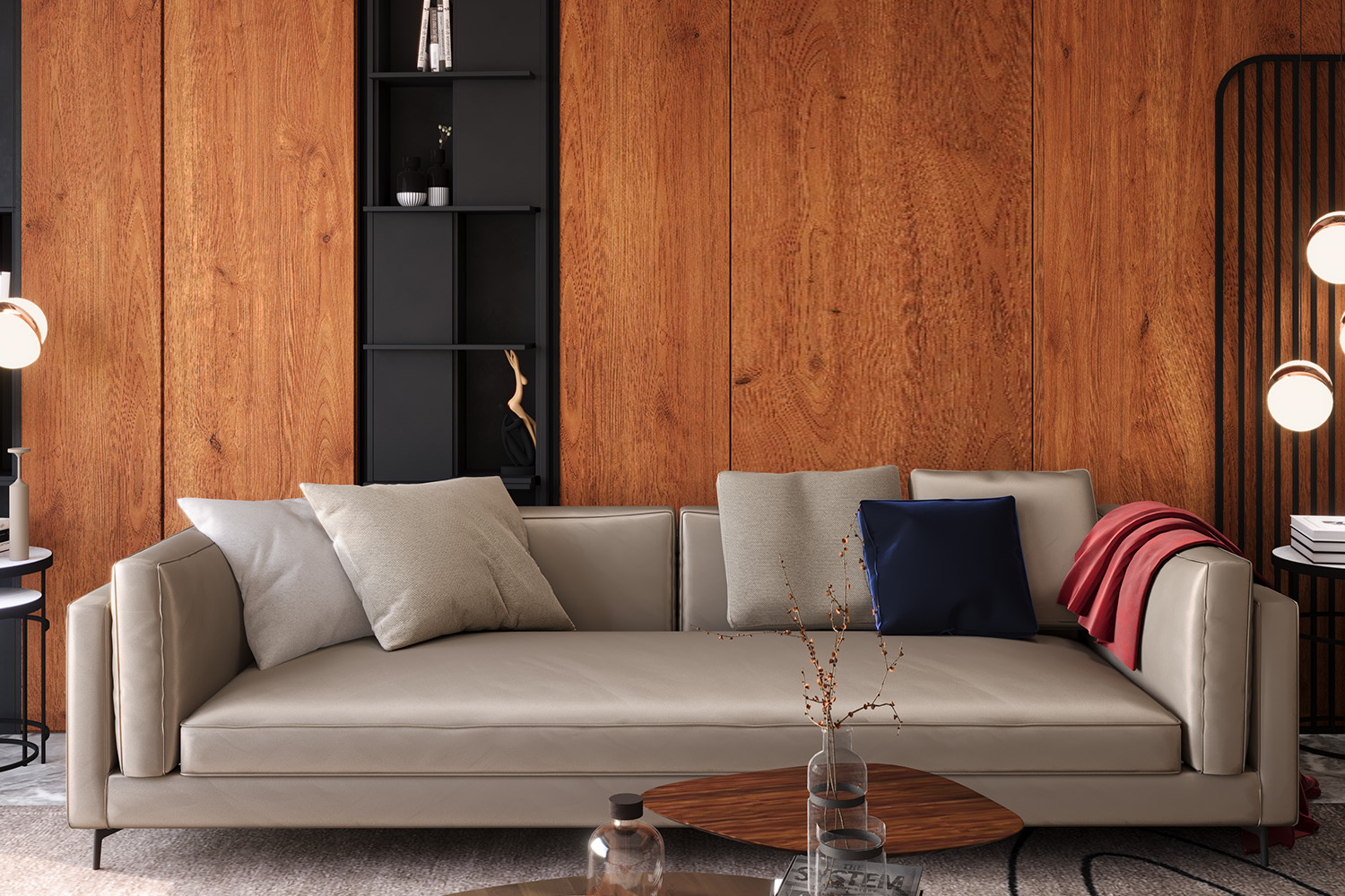 textured wooden laminate living room wall design