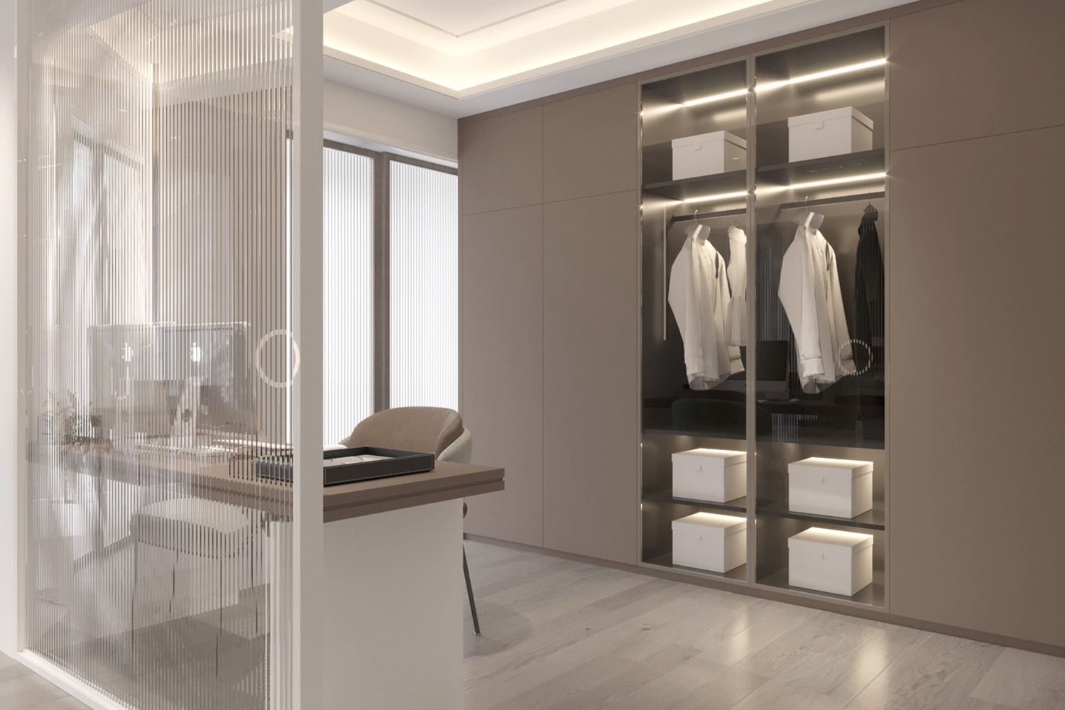 luxury laminate walk in wardrobe design