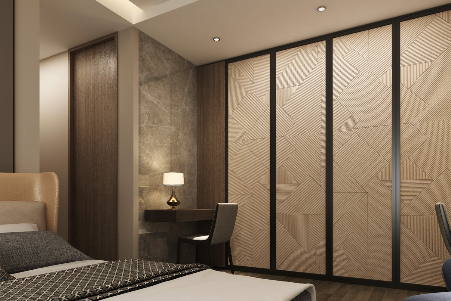 matt laminate walk in wardrobe design