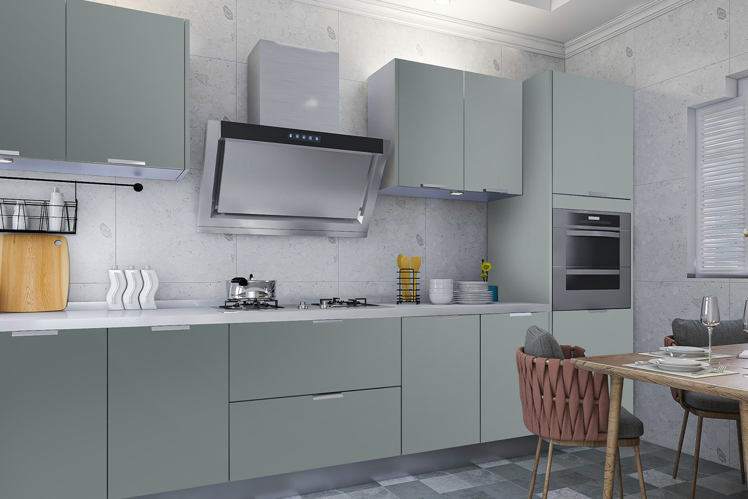 light greenkitchen cabinet design