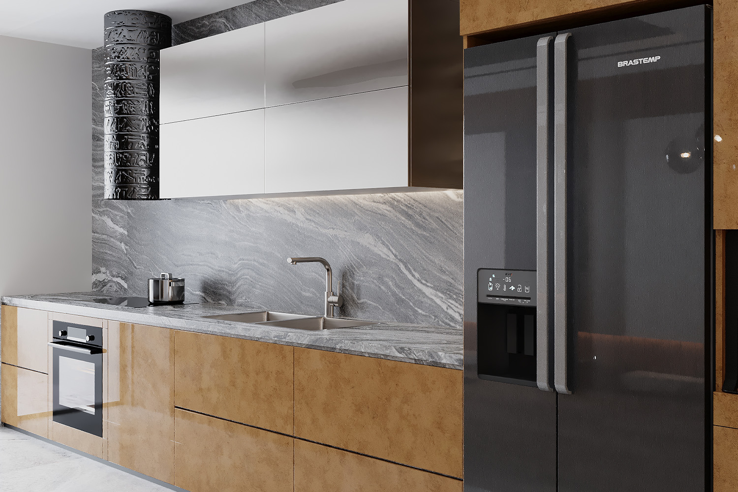 brown and black laminatekitchen cabinet design