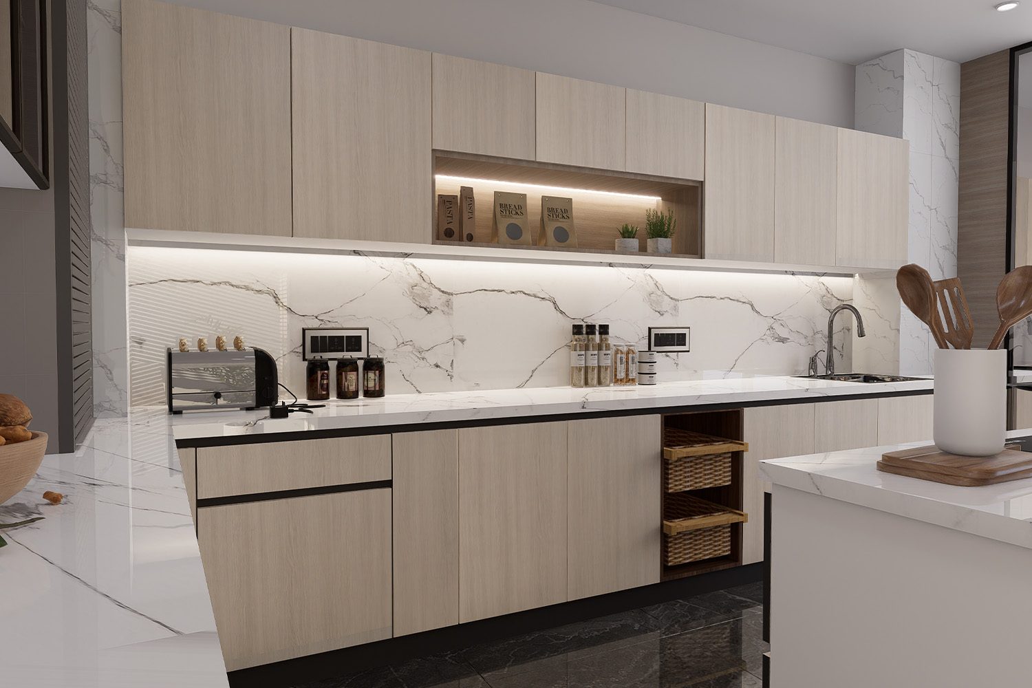 wooden laminate kitchen cabinet design