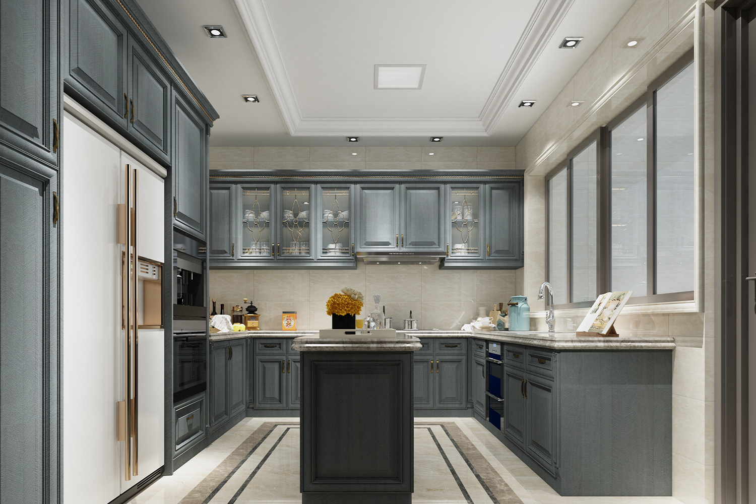 grey laminate kitchen cabinet design