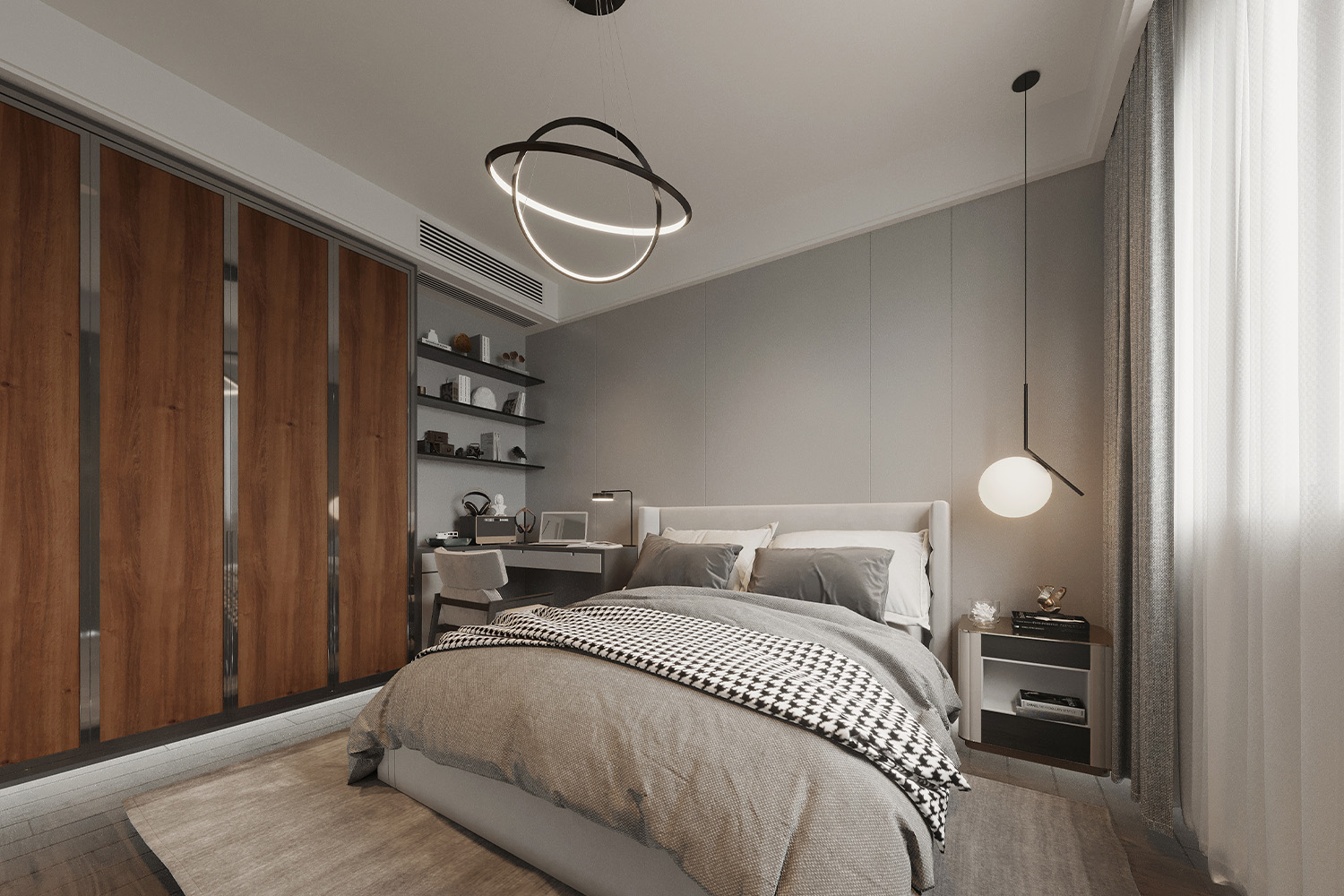 grey and white laminate interior design for small room