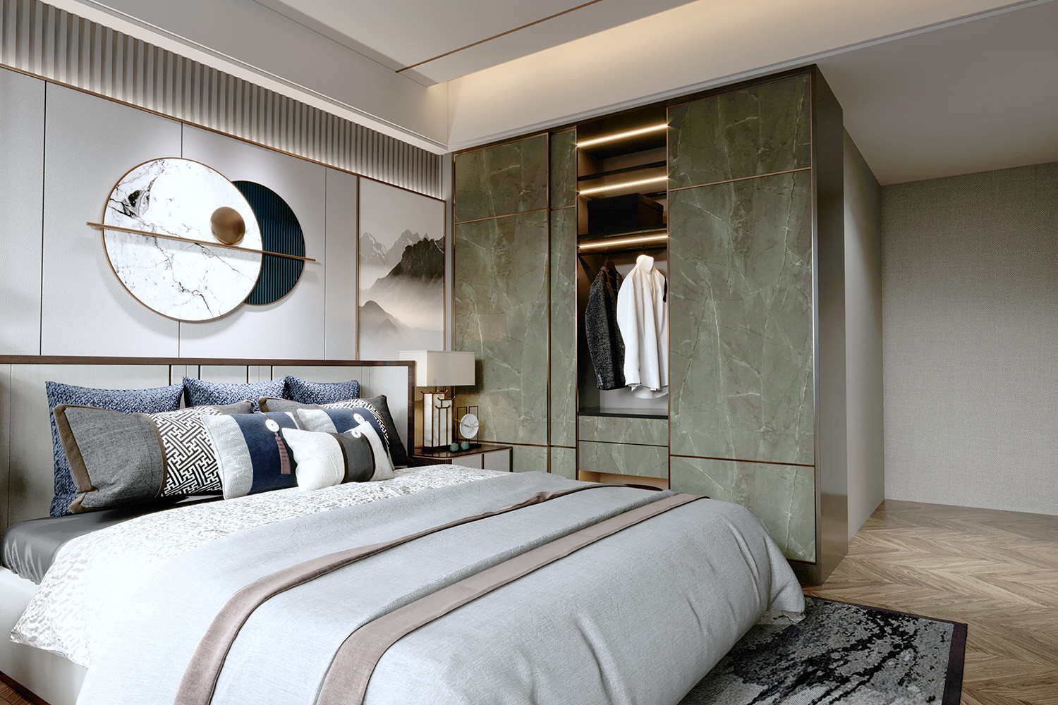 glossy laminate interior design for small room