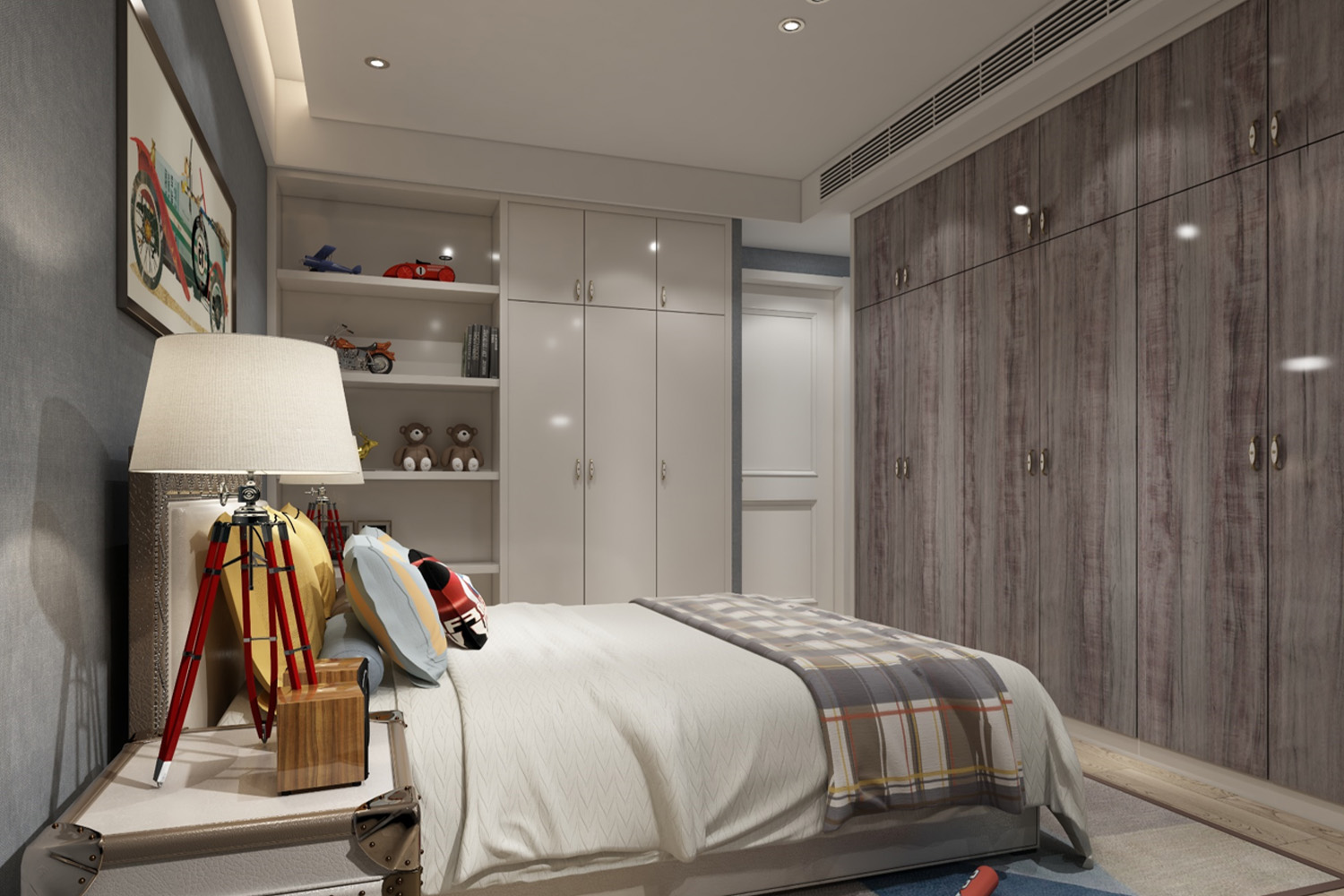 white laminate interior design for small room