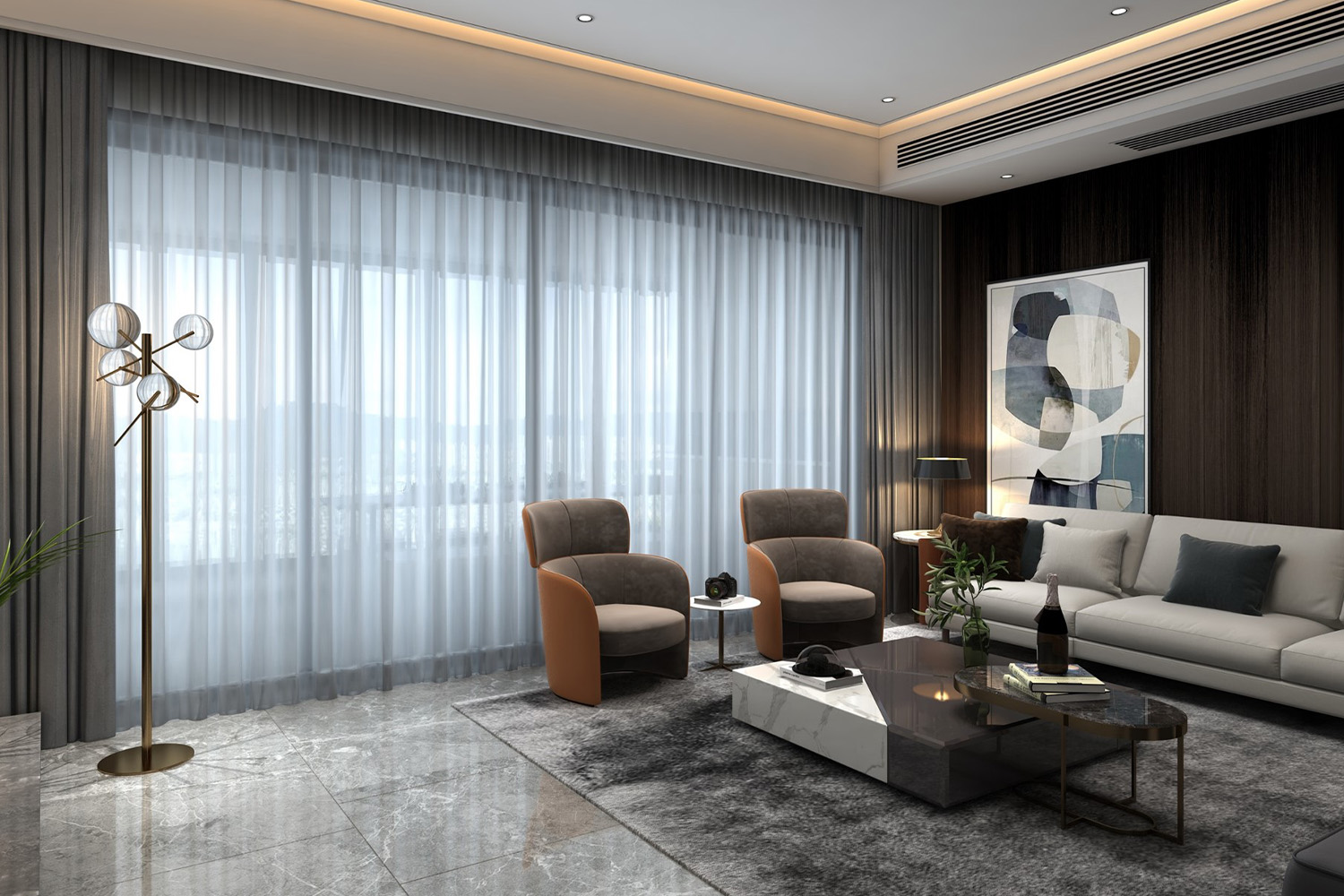 brown laminate drawing room design