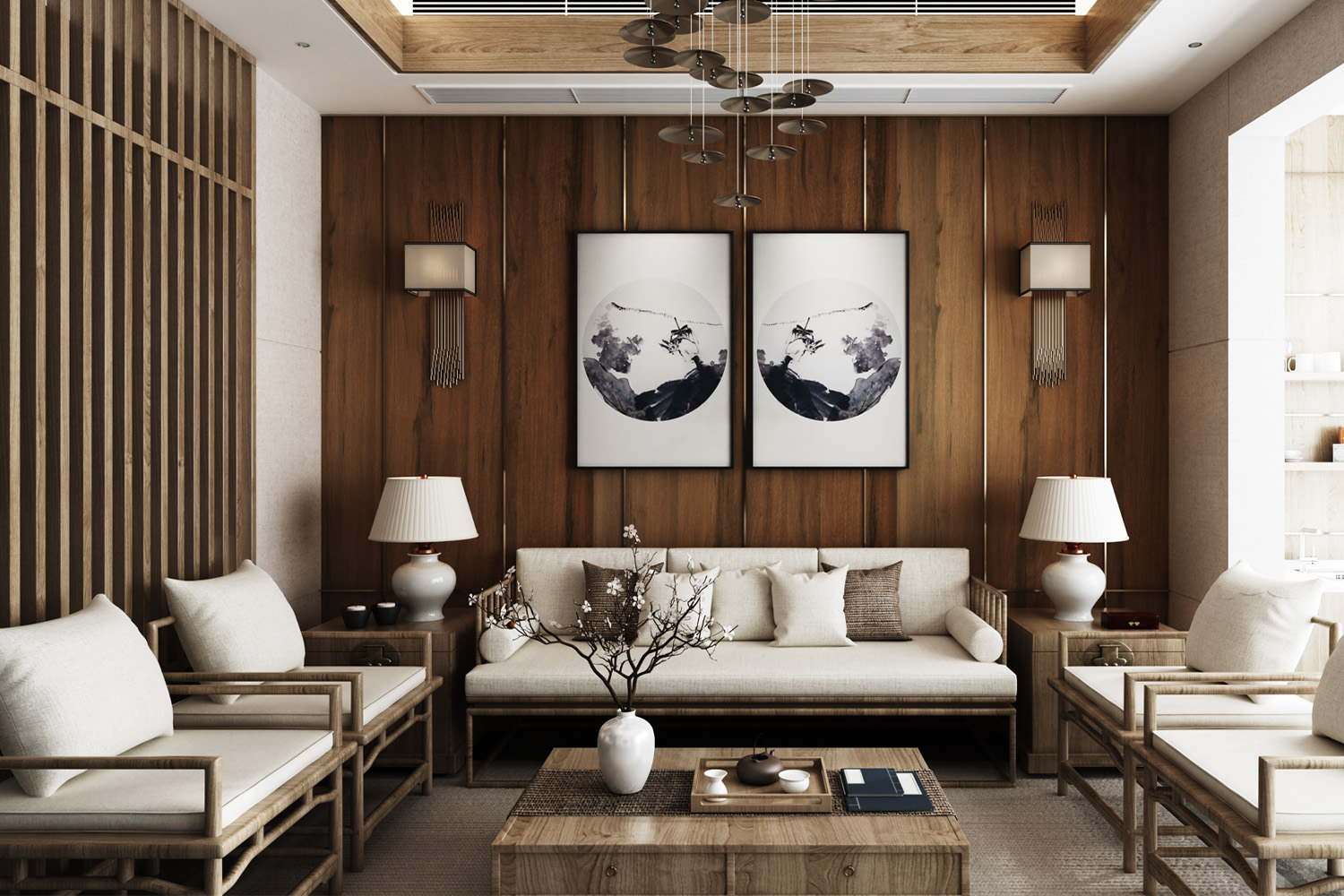 wood laminate drawing room design