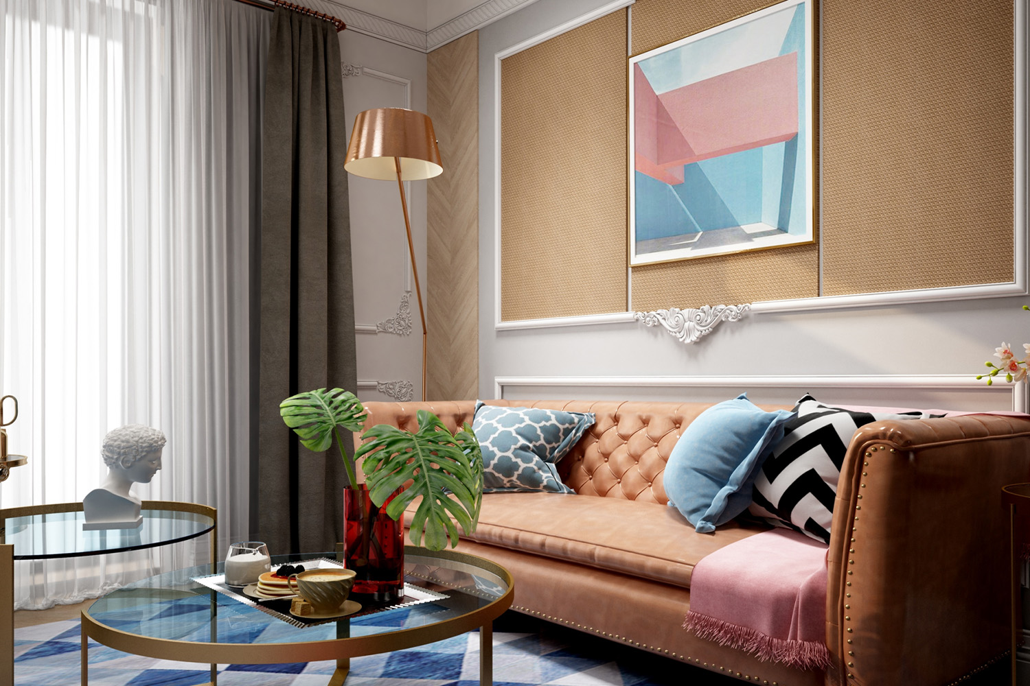 wood look laminate drawing room design