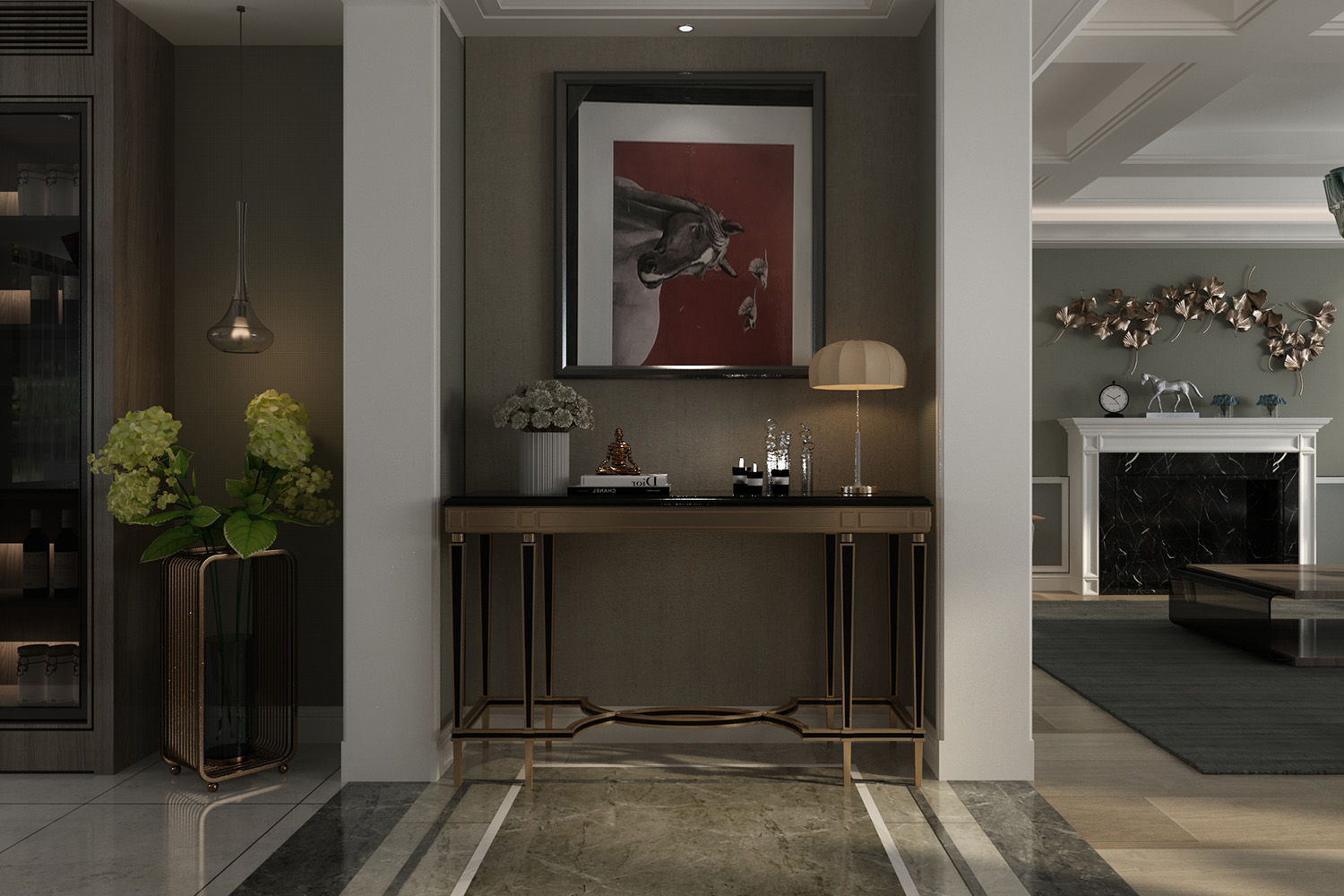 matt white and black laminate drawing room design