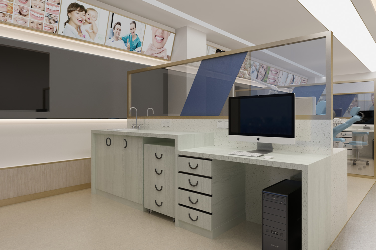 white laminate interior design for office