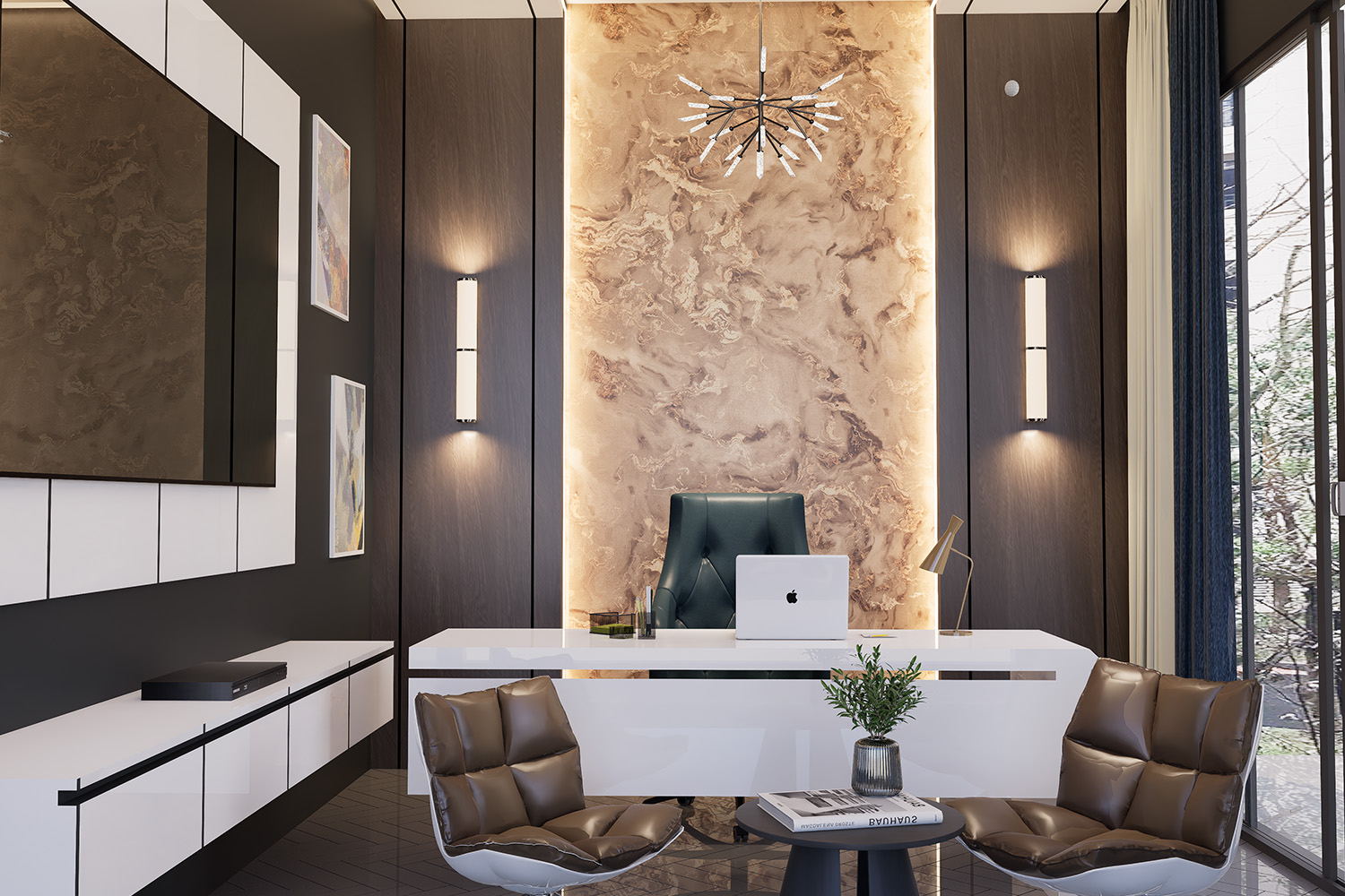 textured laminate interior design for office
