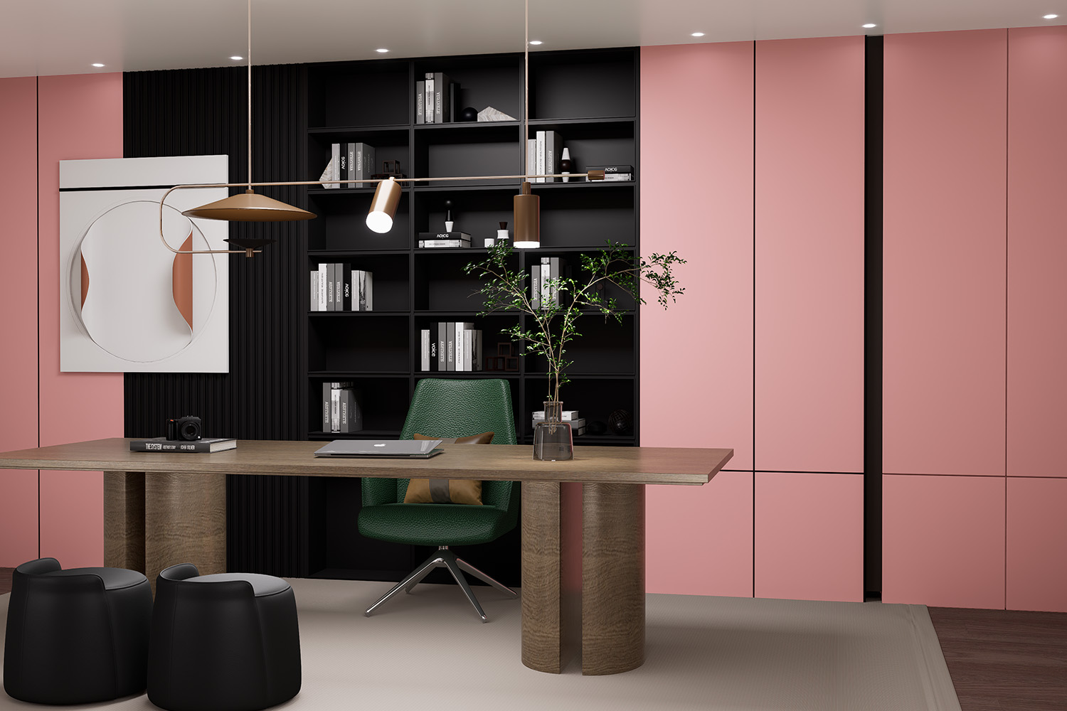 Pink laminates for shelf design