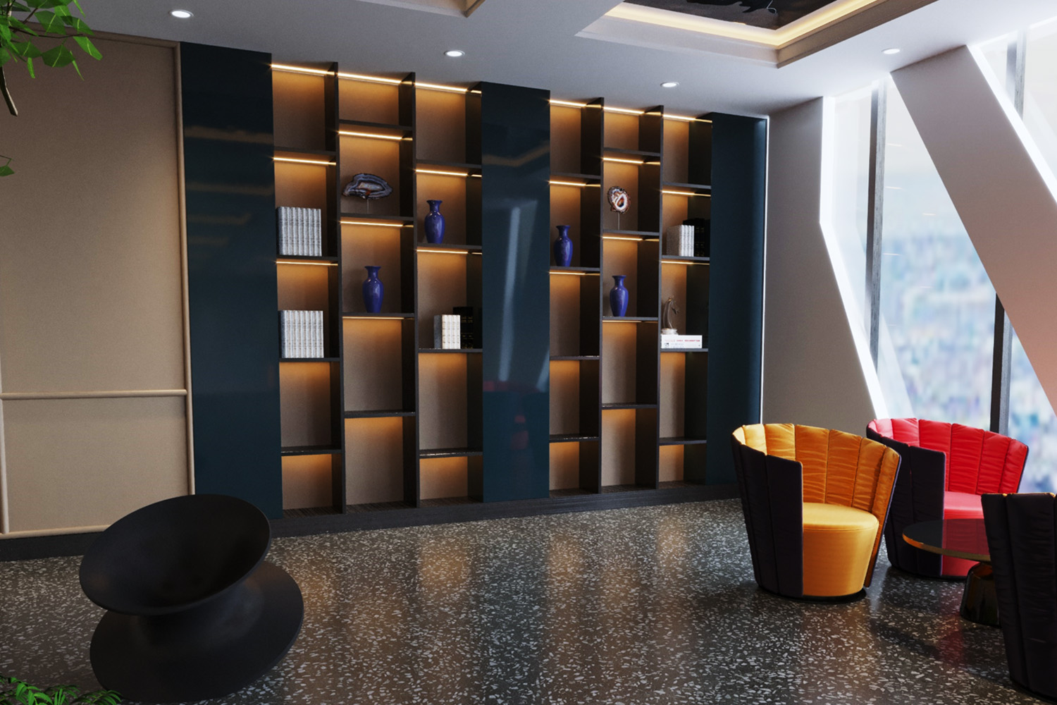 Black & Brown laminates for shelf design