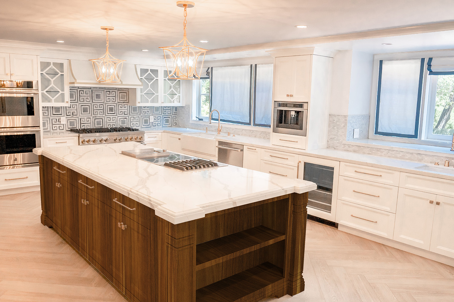 dark brown and white laminate color combination for kitchen design