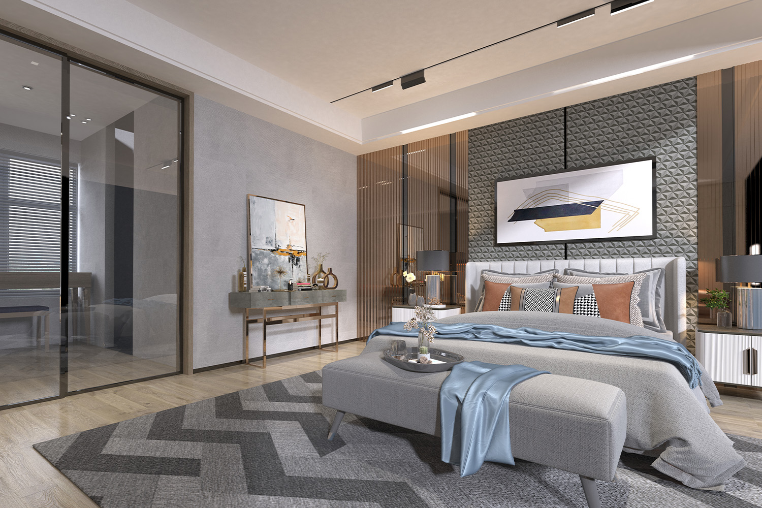 grey laminate color combination for bedroom design