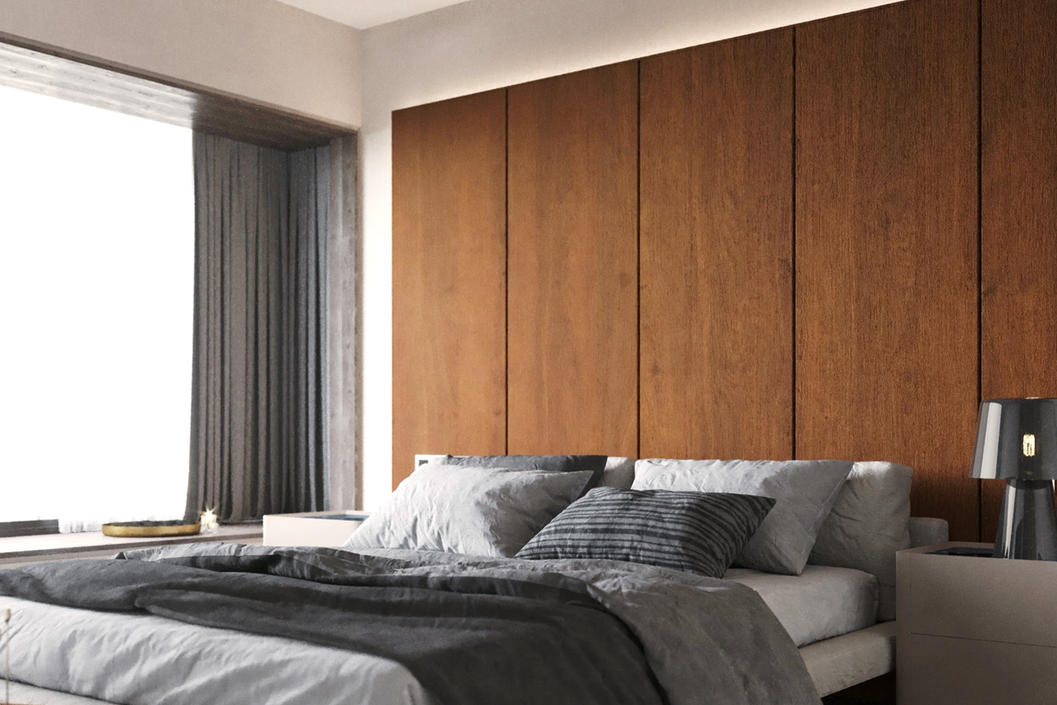 matt wood laminate color combination for bedroom design