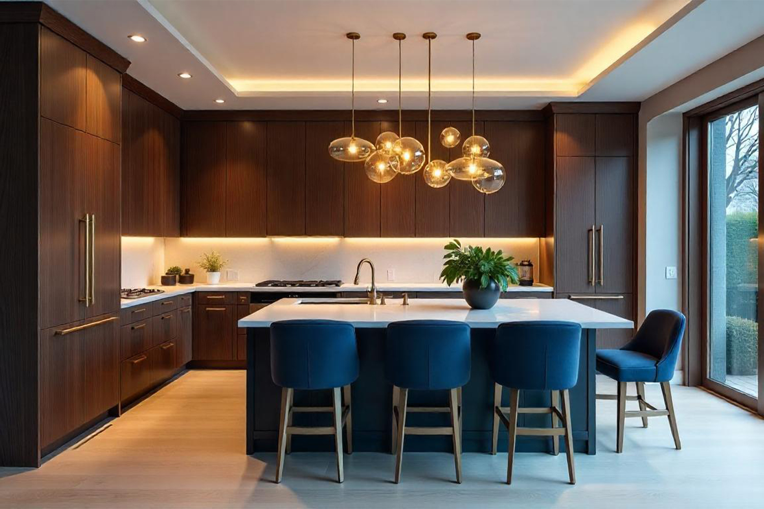 black laminate L shape kitchen design