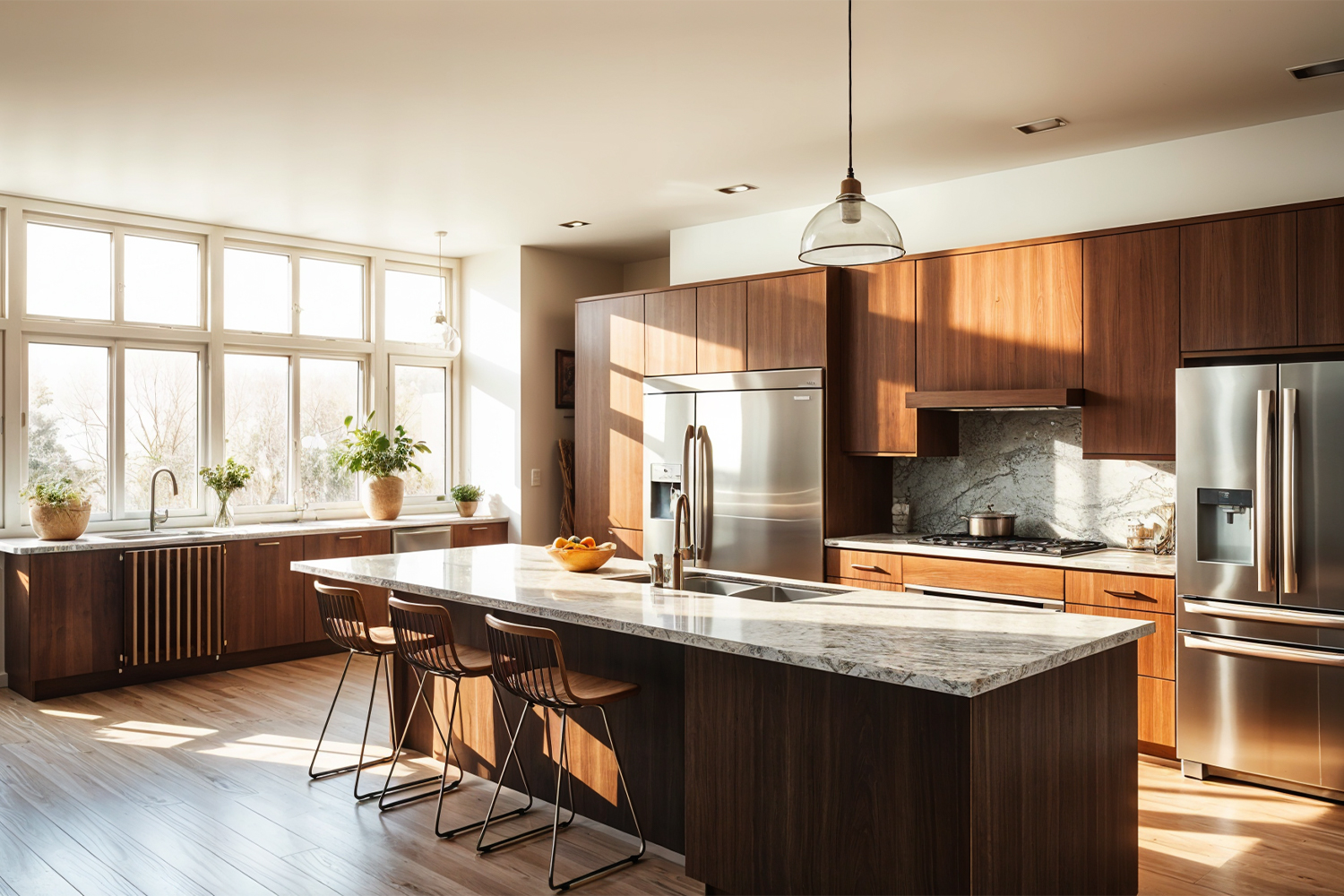 spacious L shape kitchen design