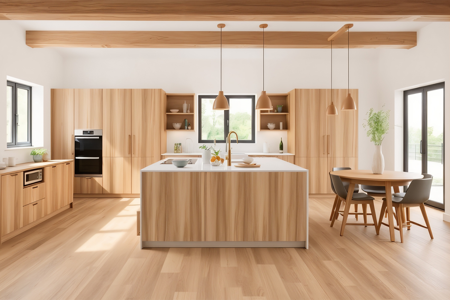oak laminate open kitchen design