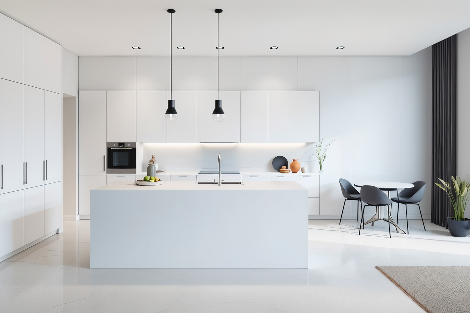 mat white laminate open kitchen design