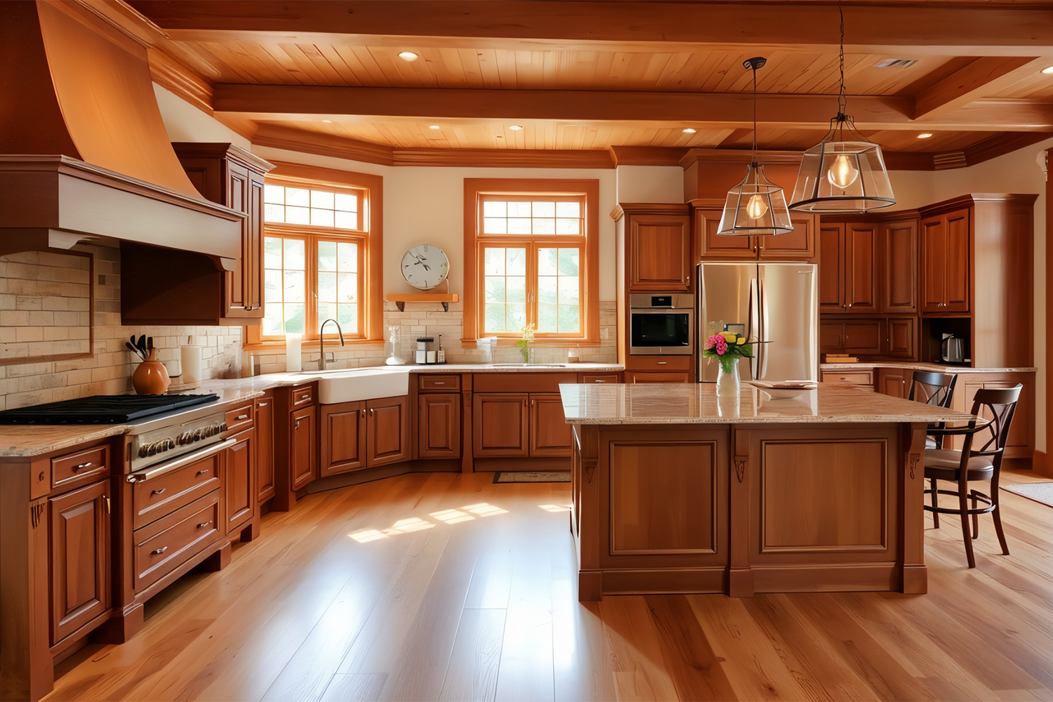 wood laminate open kitchen design