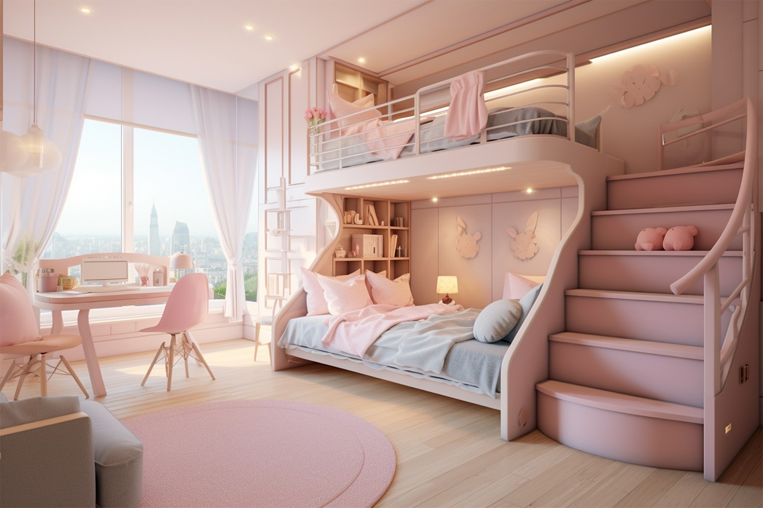Pink laminates for girl room design