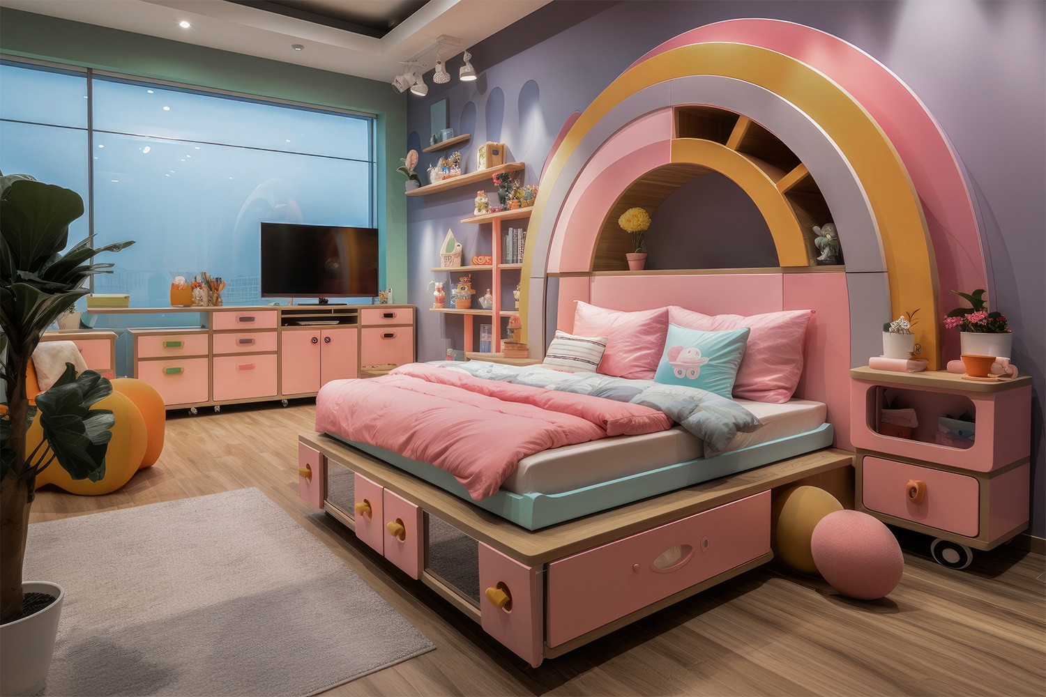 Green laminates for girl room design