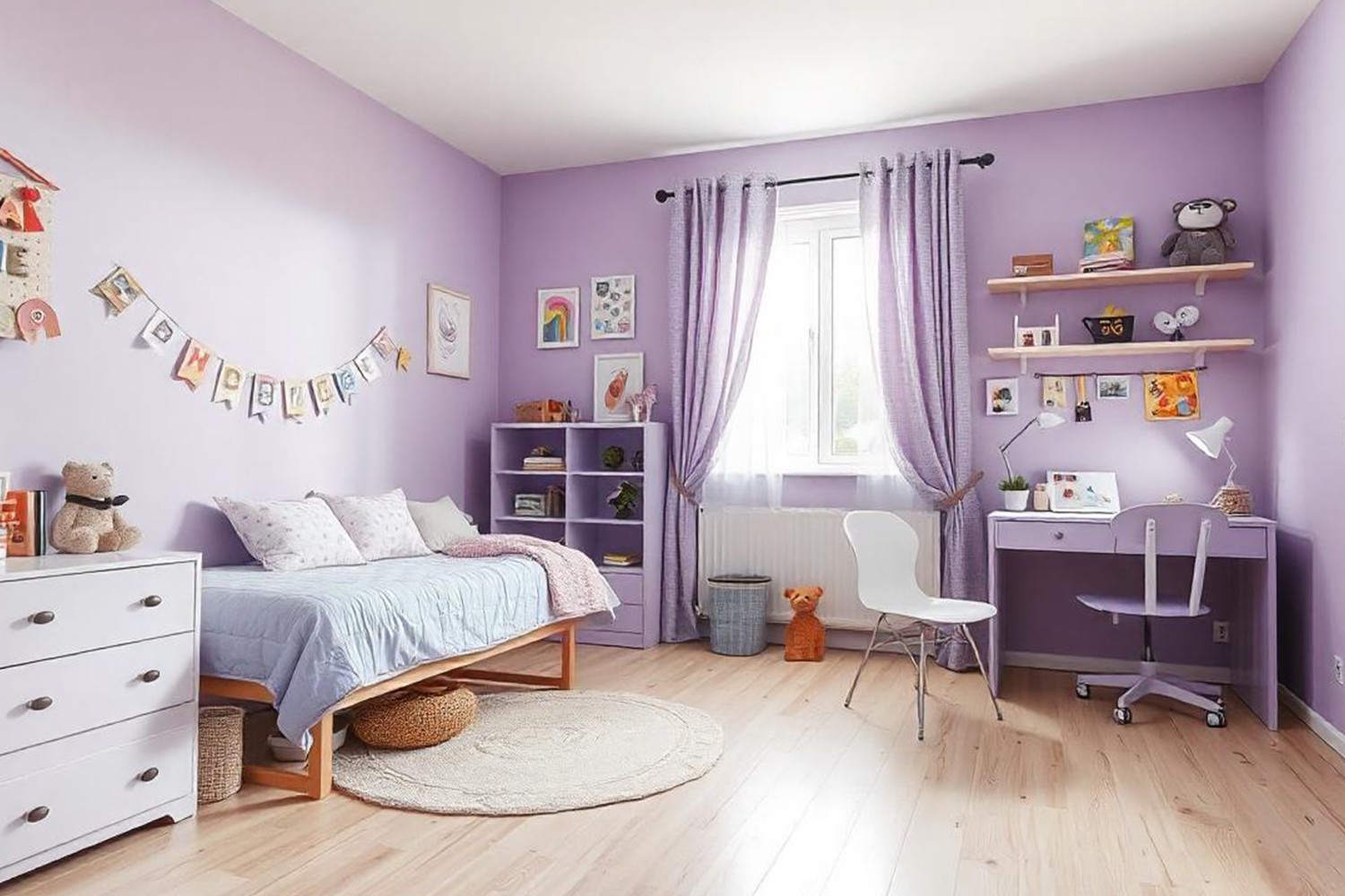 Purple laminates for girl room design