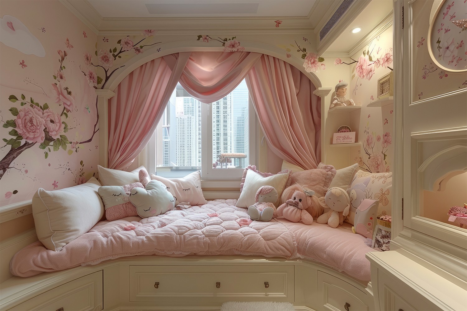 White laminates for girl room design