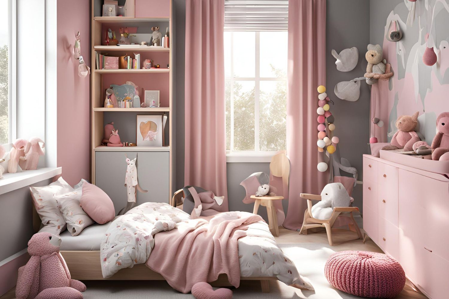 Pink laminates for kids bedroom design