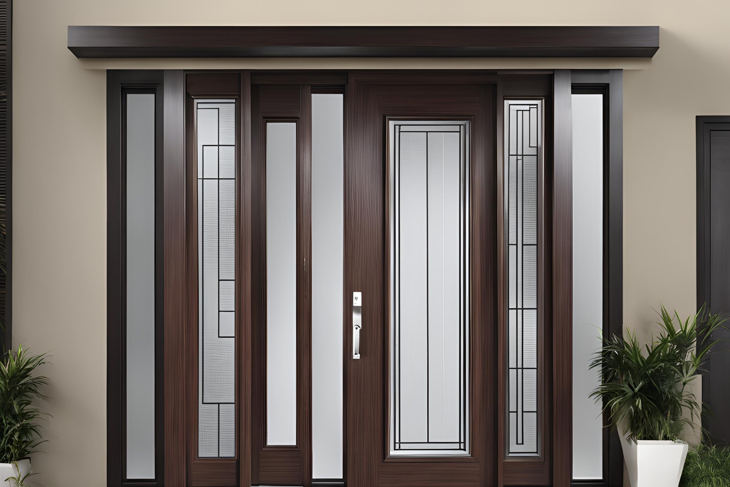 dark wood and white laminate double door design