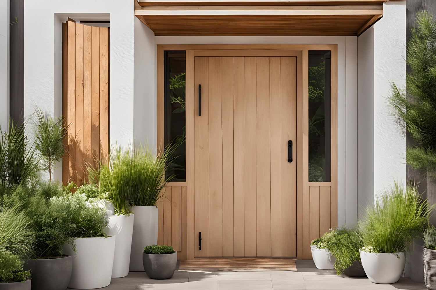 soft white pine wood laminate double door design