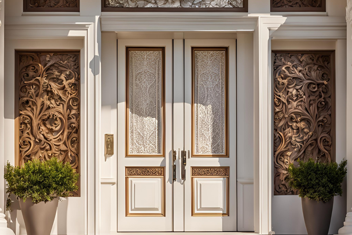 white luxury laminate double door design